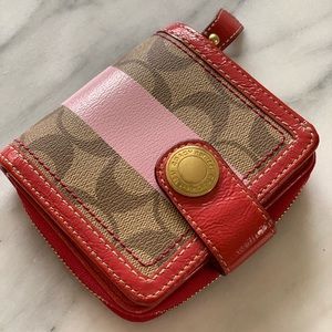 Coach Pink Signature Logo Wallet